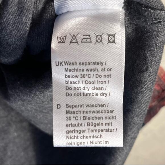 NWT DJT | Gray Funnel Neck Plaid Inserts Long Sleeve Sweatshirt - Picture 11 of 13